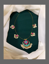 Turquoise Moon Pendant Invisible Chain - KN00168